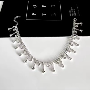Accesoriu lant cu cristale pentru incaltaminte, 1 buc, argintiu #ZZ4530 - Img 8