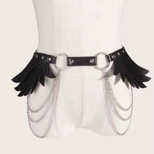 Accesoriu sexy tip ham din piele ecologica si lant, negru #ZZ4290 - Img 3