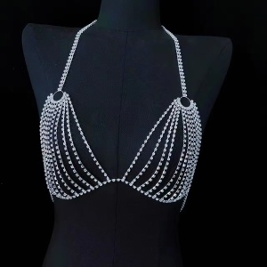 Body chain tip sutien cu cristale, argintiu #ZZ4535 - Img 12