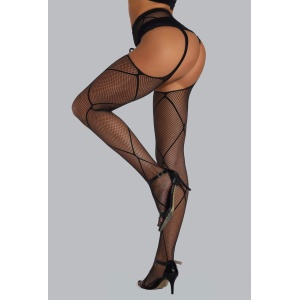 Ciorapi sexy tip dres din plasa fina elastica, cu decupaje, negru #ZZ4511 - Img 3