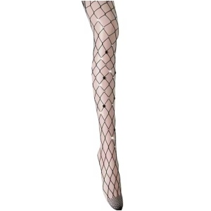 Ciorapi tip dres din plasa mare cu cristale decorative, negru #ZZ4493 - Img 7