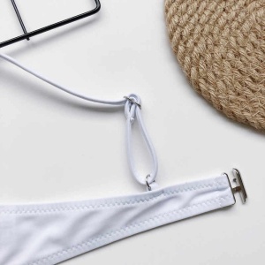 Costum de baie 2 piese sutien cu cupe tari, buretate si sarma de sustinere, alb #ZZ2829 - Img 5