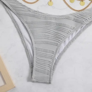 Costum de baie 2 piese texturat, cu lantisoare decorative, gri #ZZ2771 - Img 9