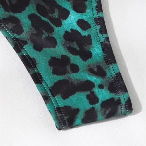 Costum de baie 3 piese cu fusta, imprimeu leopard, verde/ negru #ZZ3930 - Img 11