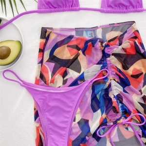 Costum de baie 3 piese cu fusta, multicolor #ZZ3933 - Img 11