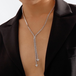 Lantisor cu cristale transparente, argintiu #ZZ4552 - Img 2