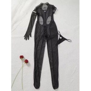 Salopeta sexy mulata, elastica, cu decupaje, negru #ZZ4469 - Img 12