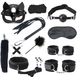 Set accesorii sexy din piele ecologica, negru, 10 piese #ZZ4407 - Img 2