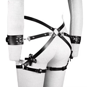 Set accesorii tip ham din piele ecologica pentru talie, cu catuse, negru, 2 piese #ZZ4687 - Img 11