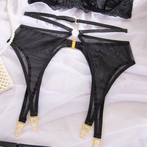 Set lenjerie intima sexy din dantela, negru, 4 piese#ZZ4146 - Img 11