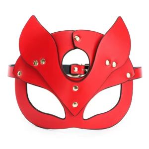 Accesoriu masca pisicuta sexy din piele ecologica, rosu #ZZ4461