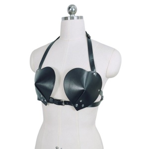 Accesoriu tip sutien din piele ecologica, negru #ZZ4683