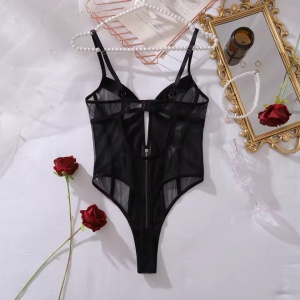 Body sexy cu insertii din piele ecologica, negru, #ZZ4349 - Img 12