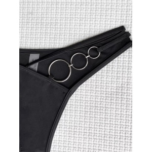 Costum de baie 2 piese cu cercuri metalice decorative, negru#ZZ2899 - Img 7
