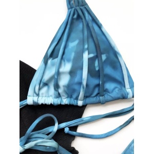 Costum de baie 2 piese marmorat cu slip reglabil, albastru #ZZ2790 - Img 6