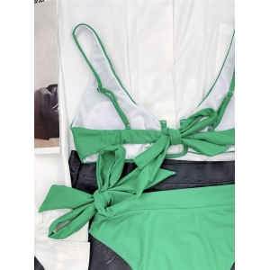 Costum de baie 2 piese, slip cu talie inalta, verde #ZZ2891 - Img 6