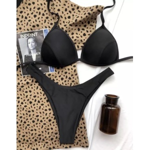 Costum de baie 2 piese, sutien cu cupe buretate, negru #ZZ2777 - Img 2