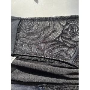 Costum de baie 2 piese texturat cu broderie, slip cu talie inalta, negru #ZZ2097 - Img 5