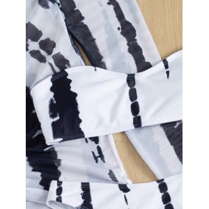 Costum de baie 3 piese cu rochie lunga decoltata, alb/ negru #ZZ3954 - Img 5