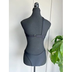 Costum de baie intreg cu decupaje mari si elemente metalice decorative, negru #ZZ1032 - Img 4