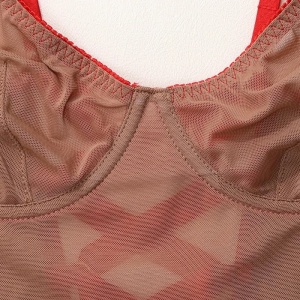Rochie de noapte sexy cu spatele decupat si snur satinat reglabil, bej/ rosu #ZZ4929 - Img 7