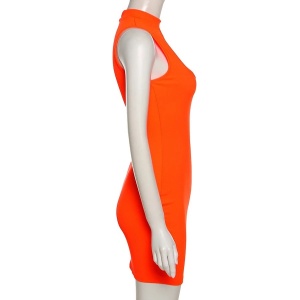 Rochie scurta sexy, elastica, reiata, portocaliu #ZZ1979 - Img 5