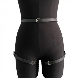 Set accesorii sexy tip ham din piele ecologica, pentru bust si picioare, negru, 2 piese #ZZ4348 - Img 7