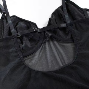 Set lenjerie intima sexy cu body si manusi lungi , negru, 4 piese #ZZ4274 - Img 12