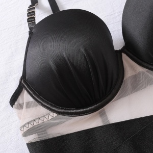 🔥Oferta zilei 🔥Body sexy cu benzi satinate, insertii de tul si cupe buretate, negru/ bej #ZZ4168 - Img 10