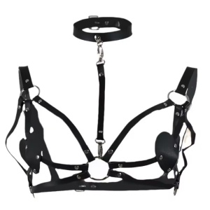 Accesoriu ham sexy tip sutien, din piele ecologica, negru #ZZ4465 - Img 5
