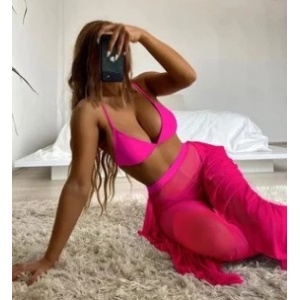 Costum de baie 3 piese cu pantalon lung semitransparent, roz fucsia #ZZ3964