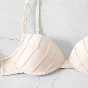 Costum de baie 4 piese cu fusta scurta si maneci lungi detasabile, bej #ZZ3041 - Img 10
