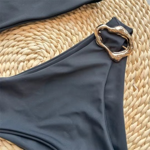 Costum de baie intreg pe un umar cu decupaj in zona abdomenului, negru #ZZ1079 - Img 11
