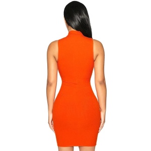 Rochie scurta sexy, elastica, reiata, portocaliu #ZZ1979 - Img 2