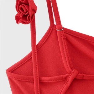 Rochie sexy lunga mulata, cu spatele gol si trandafiri decorativi, rosu #ZZ1044 - Img 12