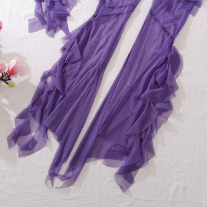 Set lenjerie intima sexy cu bluza si pantaloni, mov, 4 piese #ZZ4957 - Img 6