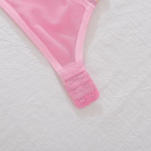 Set lenjerie intima sexy din dantel, sutien cu cupe buretate, roz, 4 piese #ZZ4648 - Img 9