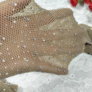 🔥Oferta zilei 🔥Ciorapi sexy tip dres din plasa fina cu cristale decorative si decupaj, nude #ZZ4109 - Img 7