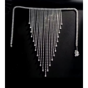 Accesoriu body chain sexy cu cristale pentru talie, reglabil, argintiu #ZZ4157 - Img 4