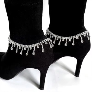 Accesoriu lant cu cristale pentru incaltaminte, 1 buc, argintiu #ZZ4530 - Img 2
