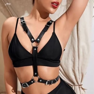 Accesoriu sexy tip ham din piele ecologica, negru #ZZ4289 - Img 9