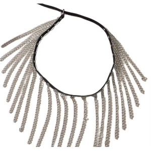 Accesoriu tip ham din piele ecologica si lant pentru talie, negru/ argintiu #ZZ4554 - Img 11