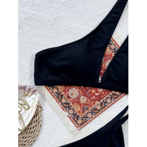 Costum de baie 2 piese, sutien pe un umar, negru #ZZ2738 - Img 4