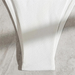 Costum de baie 2 piese texturat cu trabdafiri decorativi, alb #ZZ2053 - Img 12