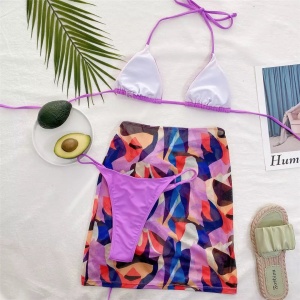 Costum de baie 3 piese cu fusta, multicolor #ZZ3933 - Img 12