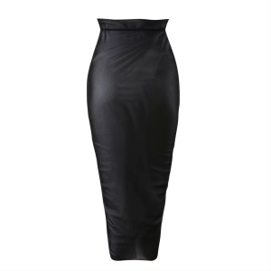 Costum de baie 3 piese, cu sutien fara bretele si fusta midi din voal, alb/ negru #ZZ3026 - Img 9