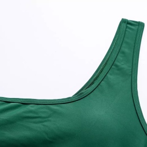 Costum de baie 3 piese, sutien pe un umar si slip cu talie inalta, verde #ZZ3935 - Img 4