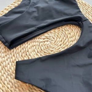 Costum de baie intreg pe un umar cu decupaj in zona abdomenului, negru #ZZ1079 - Img 12