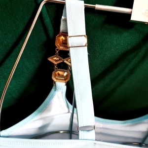 Costum de baie intreg sexy , bretele cu elemente metalice si cristale decorative, bleu/ turcoaz #ZZ1937 - Img 12