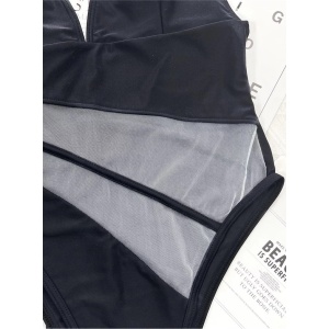 Costum de baie intreg sexy, cu insertii de tul si decolteu, negru/nude #ZZ1938 - Img 5